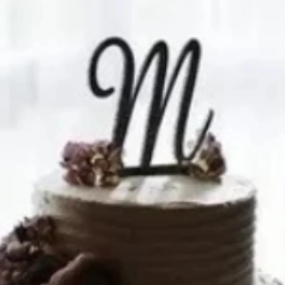Wedding Cake Topper Silver Glitter Monogram Initial “M” Craft Art